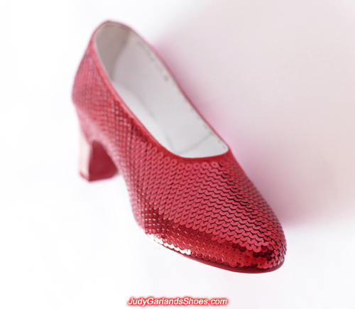 Sequining to perfection on the right shoe