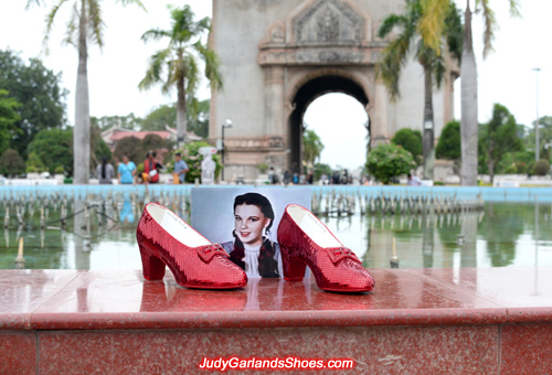 Size 5B hand-sewn ruby slippers at the Patuxai Monument