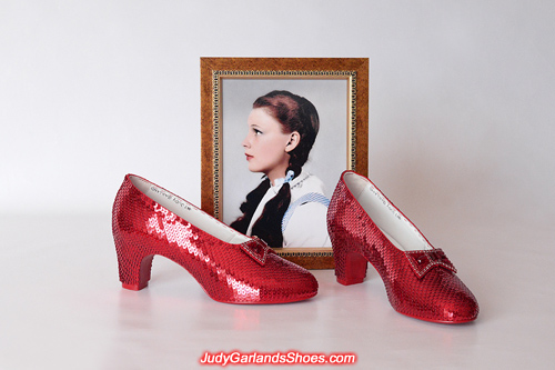 Size 5B hand-sewn ruby slippers finished for a VIP