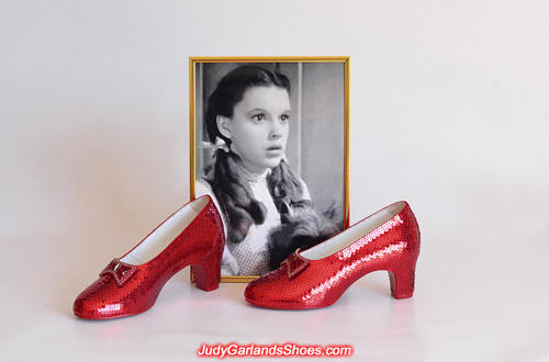 Size 5B hand-sewn ruby slippers finished for a VIP
