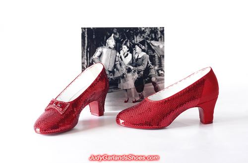 Wearable hand-sewn ruby slippers is nearing completion