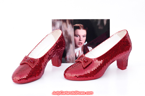 Wearable size 5B hand-sewn ruby slippers crafted in April, 2019