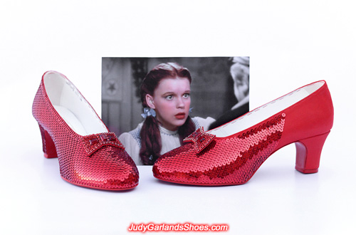 Women's size 8.5 hand-sewn ruby slippers is nearly finished