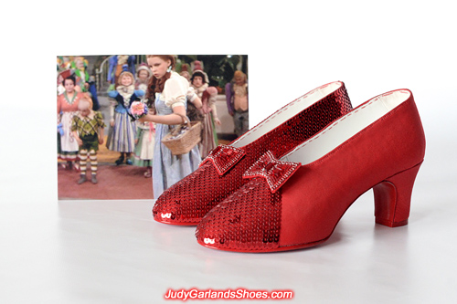 Work is in progress on this exquisite pair of ruby slippers