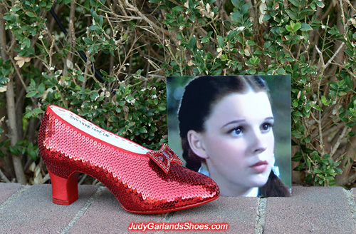 Working on the right shoe of Judy Garland's ruby slippers