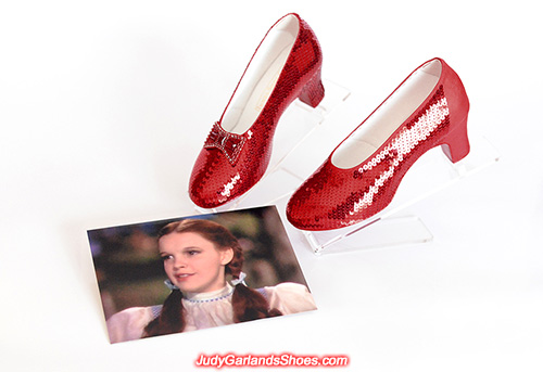 Sequining size 5B hand-sewn ruby slippers