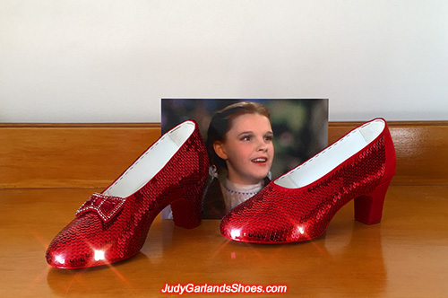 Sequining size 5B hand-sewn ruby slippers