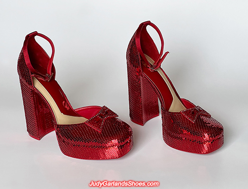 Ankle strap platform hand-sewn ruby slippers