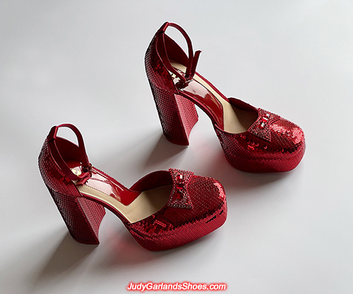 Ankle strap platform hand-sewn ruby slippers