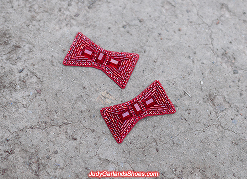 Exquisite hand-sewn ruby slipper bows