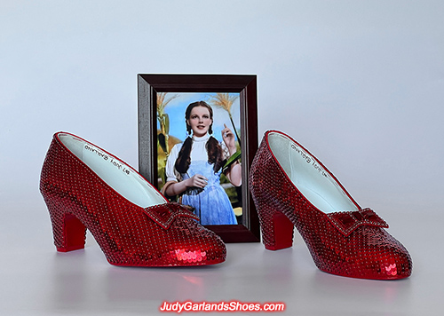 Judy Garland as Dorothy's size 5B hand-sewn ruby slippers