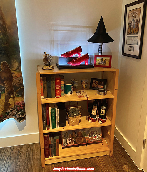 Size 5B hand-sewn ruby slippers in display case