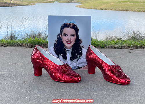 Size 5B hand-sewn ruby slippers made in June, 2022