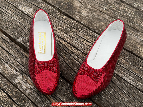 Size 5B hand-sewn ruby slippers made in January, 2024