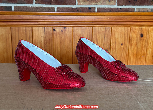 Size 5B hand-sewn ruby slippers made in January, 2024