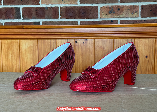 Size 5B hand-sewn ruby slippers made in January, 2024