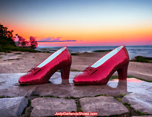 Size 5B hand-sewn ruby slippers made in January, 2024