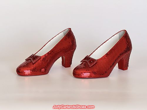 Size 5B hand-sewn ruby slippers made in May, 2025