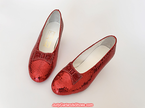 Size 5B hand-sewn ruby slippers made in May, 2025