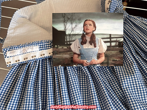 White fabric inside bodice of gingham dress